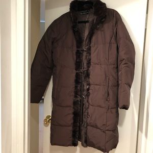 Dana Buchman down jacket with fur trim